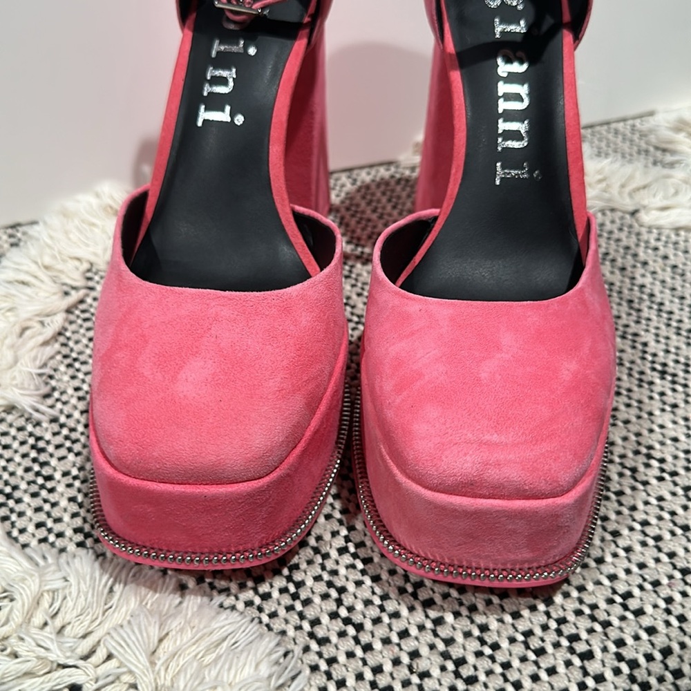 Gianni Bini Otten Suede Ankle Strap Platform Pumps - Picture 2 of 11